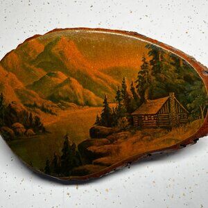 Wall Art - "Cabin in the Pines" Picture on Wood Slice